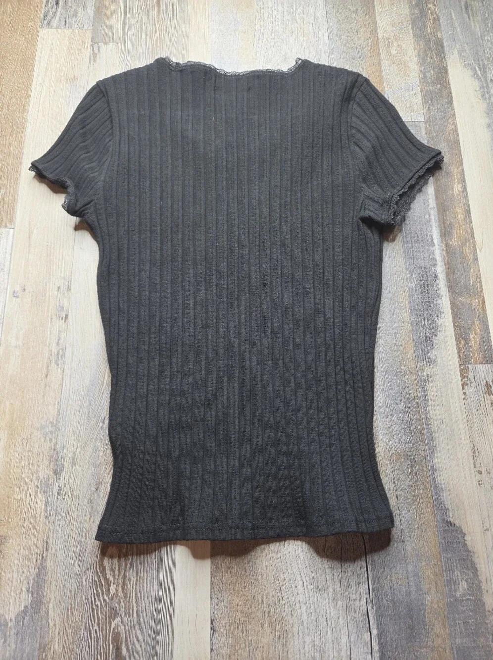 J. Crew Poinelle Short Sleeve Tshirt Small Ribbed Black Summer 20248